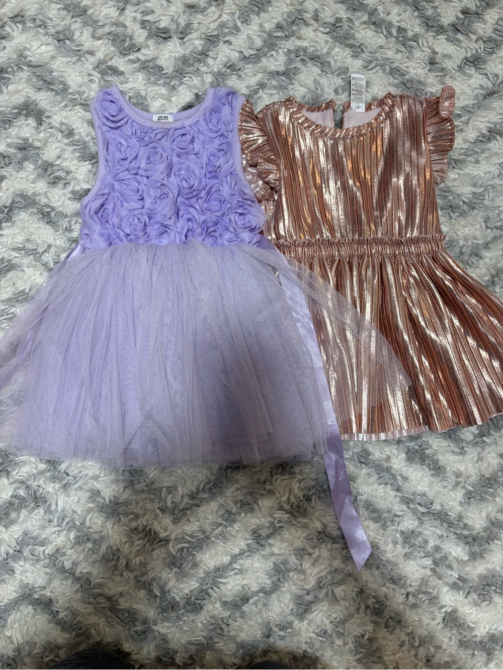 Carter's Lavender Rosette Tulle Dress with Metallic Rose Gold Dress